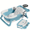 Folding Baby Bath Tub with Temperature Gauge and Cushion for 0-36 Months, Portable and Lightweight for Outdoor Bathing