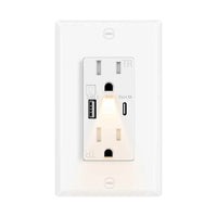LED Night Light Outlet with 24W USB C+A Fast Charging, 4.8A, On/Off Switch