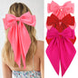 Hair Bows for Women Girls 3Pcs White Pink Black Silky Satin Large Bows Hair Clip Oversized Hair Ribbons Long Tail Big Hair Bows