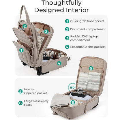 Underseat Carry on Luggage with Wheels, 16-inch Under Seat Luggage, Lightweight Travel Luggage Travel Suitcase for Women
