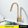 Polished Gold Kitchen Sink Faucet Pull Out Spout  Cold Hot Water Mixer Taps Deck Mounted