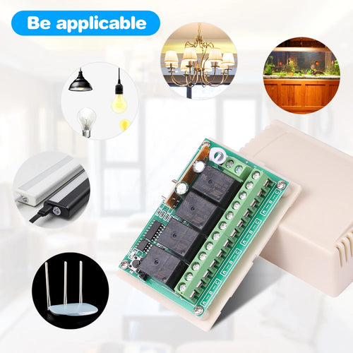 433Mhz DC 12V 20A 4CH Relay Module Receiver EV1527 Wireless Remote Control Switch 433Mhz for DC Motor DIY