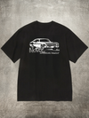 Men's Black 200g Cotton Crew - Neck Short - Sleeve T - Shirt with "Nova" American Muscle Car Heat - Transfer Print