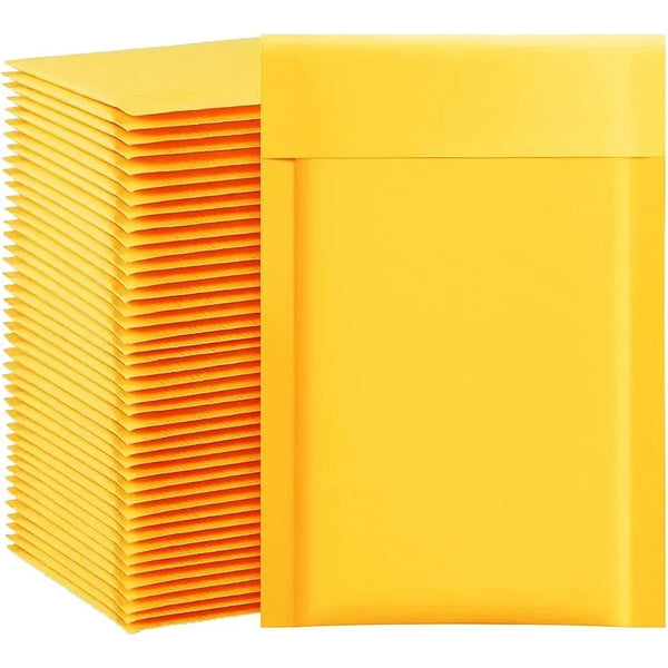 Kraft Foam Mail 4x8 "100 pieces, small zip-lock mail transport bag, yellow padded envelope #000