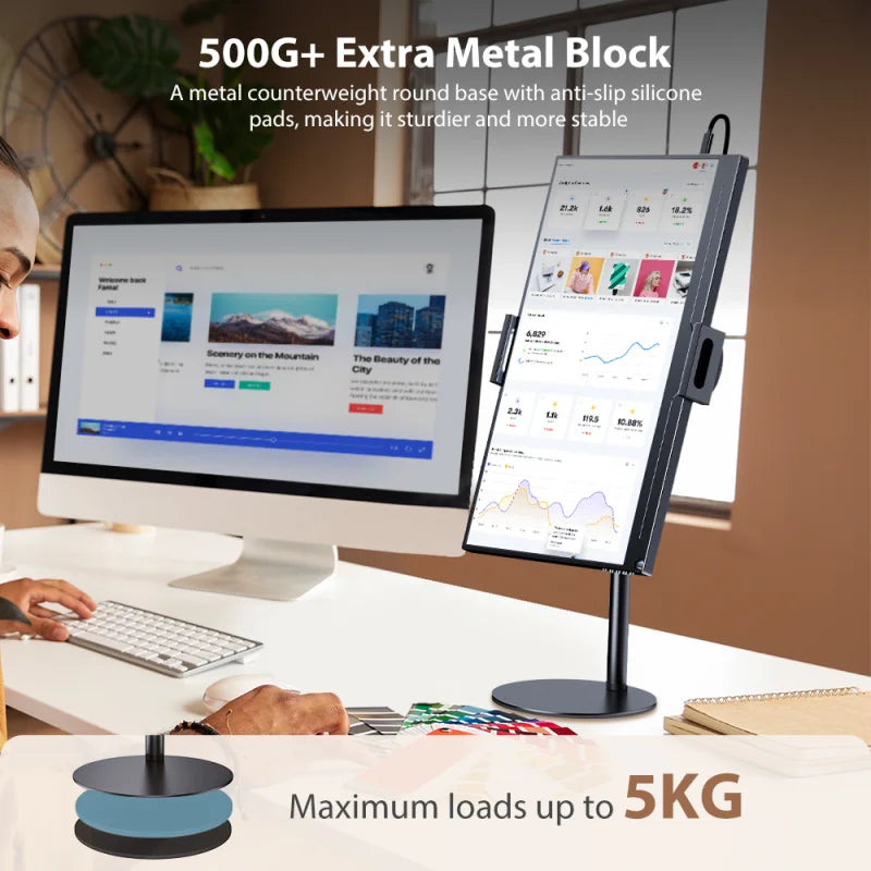 Portable Monitor Stand Adjustable Height Desktop Monitor Bracket for Ipad Phone 13-24.5Cm Vesa Monitor Tablet Support Holder