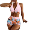 Shorts Bikinis Set  High Waist Swimsuit Women Swimwear 2 Pieces Plant Print Bathers Bathing Swim Suit Beachwear