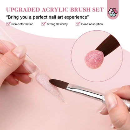 Saviland 4pcs Kolinsky Acrylic Nail Brush Set Good Quality Nail Art Mink Brush Manicure Brush Drawing Nail Art Design Beginners