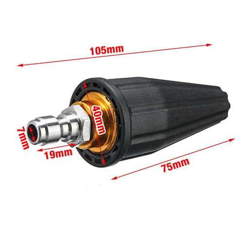 1/4" Car Pressure Washer Accessory Turbo Rotary Nozzle 360° Rotary Turbo 4000 PSI Solid Brass + ABS With 5 Nozzles