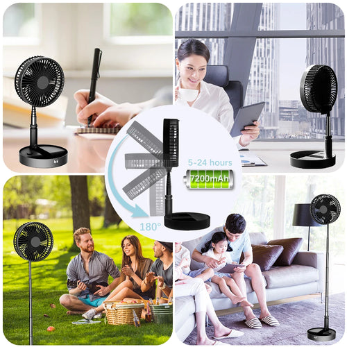 UN UNITEDTIME Desk Portable fan, My Foldaway Travel fan with remote Control Timer, Battery Operated or USB Powered,