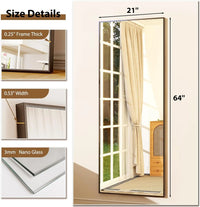 64"x21" Full Length Mirror Full Body Mirror Freestanding Hanging or Leaning Rectangle Floor Mirror Aluminum Alloy for Bedroom