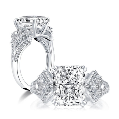 Fashion 925 Sterling Silver Big Cushion Cut Ring Simulated Diamond Wedding Bridal Engagement Ring Jewelry Wedding Gift
