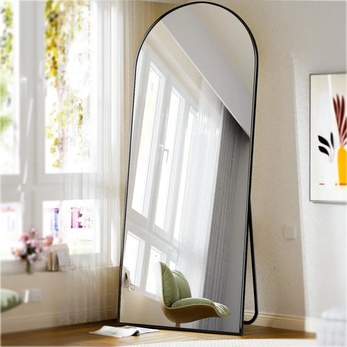 71"x26" Arch Full Length Mirror, Wall Mirror Floor Mirror with Stand Hanging or Leaning, Aluminum Alloy Frame Full Body Mirror