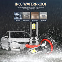 H11 9005/HB3 9006/HB4 5202 Bulbs 30000LM High Power Lamps 6000K White +600% Brightness LED Zero Dark Spot IP68 Waterproof 2pcs
