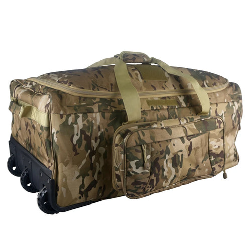 124L Large Capacity Tactical Duffel Bag Rolling Luggage for Heavy-Duty Camping Hiking Luggage Travel Suitcase