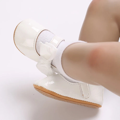 Adorable Baby Girls Bowknot Decor Soft Sole Flats Shoes with Non-Slip Bottoms for First Steps in Summer Princess Style