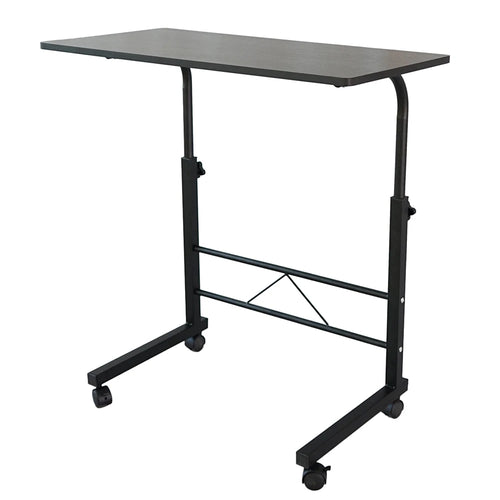 Black Pipe Rack Computer Desk, Side Table Mobile Standing, Adjustable Height & Movable, 60cm Particleboard with Triamine, Modern