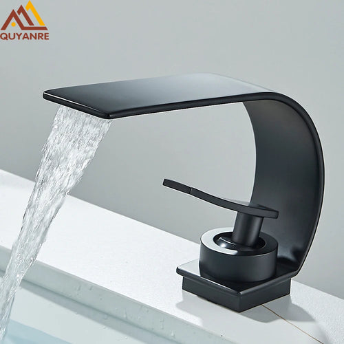 Waterfall Bathroom Sink Faucet Single Handle Basin Faucet Hot Cold Water Mixer Tap For Bathroom Sink