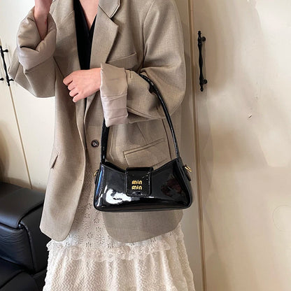 Light Luxury High-end Patent Leather Ladies Shoulder Bag 2025 New PU Leather Women Tote Bag Underarm Handbag Crossbody Purse