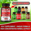 Berberine 8 in 1 supplement bottle featuring Ceylon cinnamon, turmeric, milk thistle, and bitter melon for health support.