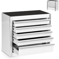 Mini White Tool Box, Portable 5-Drawer Micro Roll Cab Steel Stackable Tool Box with Liner, White Small Tool Case