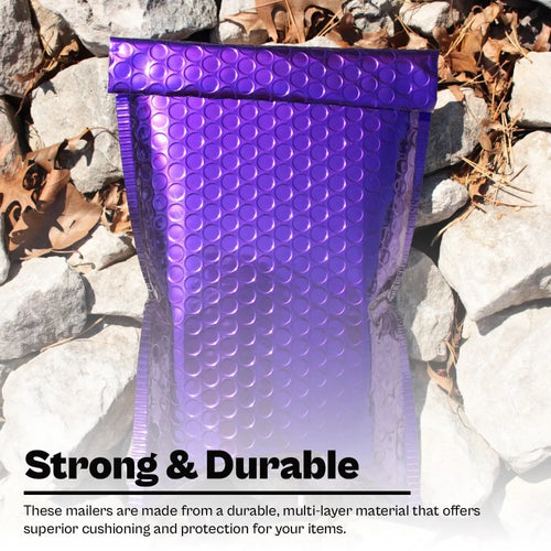 500 Glamour Metallic Black Poly Bubble Mailers Envelopes 7" x 6.75" Extra Wide