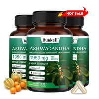 Organic Ashwagandha Capsules 1950mg - with Black Pepper, Helps Relaxation, Mood, Energy, Immunity, Antioxidant, Gluten Free