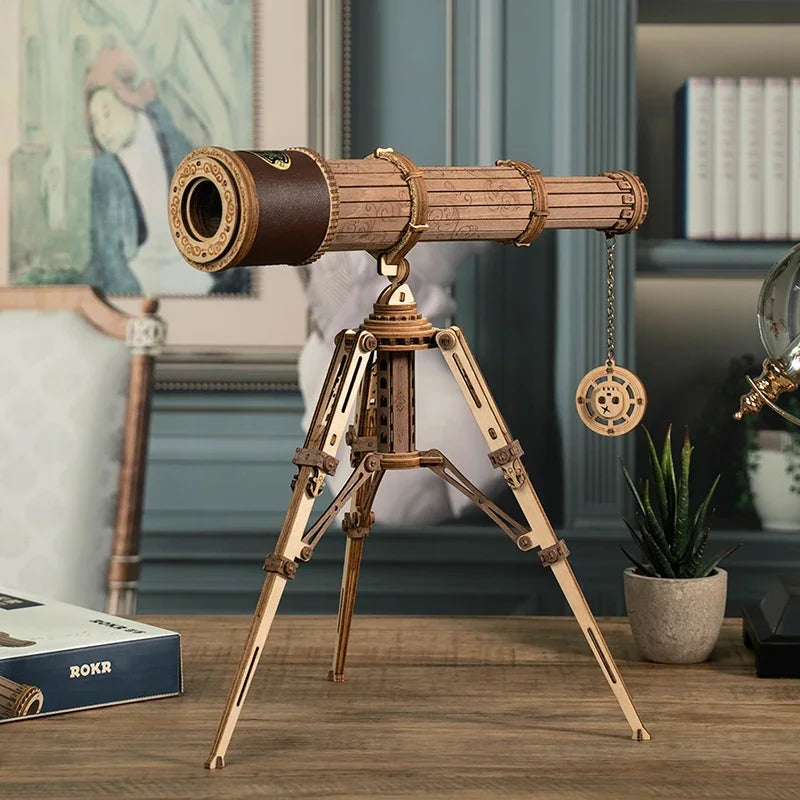 Robotime Rokr 1:1 DIY 314pcs Telescopic Monocular Telescope Wooden Model Building Kits Assembly Toy Gift for Children Adult