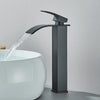 Matte Black Basin Faucet Deck Mounted Single Lever Bathroom Crane Waterfall Brass Bathroom Tap Hot Cold Water Mixer Taps