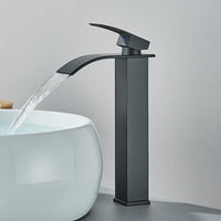 Matte Black Basin Faucet Deck Mounted Single Lever Bathroom Crane Waterfall Brass Bathroom Tap Hot Cold Water Mixer Taps