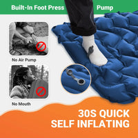 KingCamp Self Inflating Sleeping Pad, Ultralight Inflatable Sleeping Mat With Pillow Built-in Foot Pump For Hiking, Traveling
