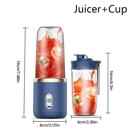 Portable Juicer Cup 6 Blade Blender Bottle  Household Fruit Juicer Cup Smoothie Blender USB Rechargeable Juicer Kitchen Tool