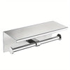 Wall Mounted 304 Stainless Steel Toilet Roll Paper Holder with Shelf, Double Roll Tissue Paper Holder