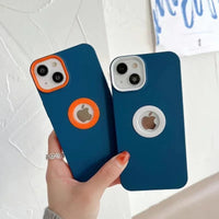 DIY Luxury Soft Silicone Logo Hole Phone Case For iPhone XR like 12,13 Candy Color Cover for iPhone 11 to 13Pro 14 15 16 Pro