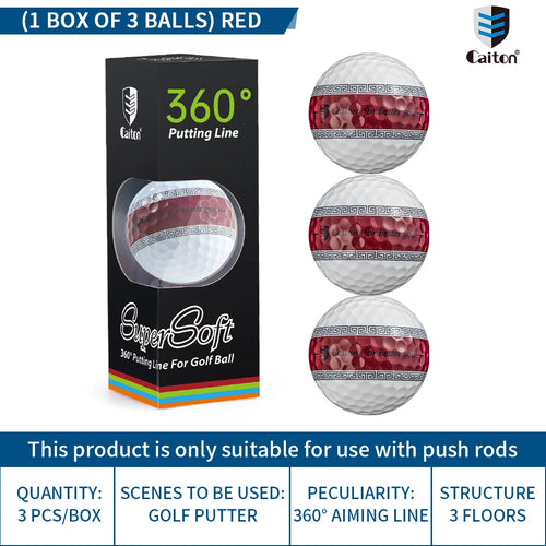 Caiton 6/3pcs golf ball, three-layer PU putter ball, 360° aiming line putter ball, making your putt more accurate and stable