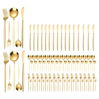 24Pcs/90Pcs Flatware Set Stainless Steel Silverware Utensil Kitchen Tableware Forks Knives Spoons Cutlery for Home Restaurant