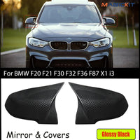 MagicKit Carbon Fiber Look Mirror Cover Style Rear Mirror Cover Caps For BMW F20 F21 F30 F32 F36 F87 X1 i3 Car Accessories