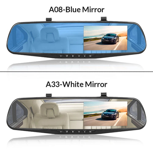 E-ACE Dash Cam 4.3 Inches Car DVR Rearview Mirror Driving Recorder Dual Lens Front and Rear Camera Video Recorder Black Box