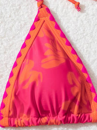 Women s Floral Print High Waist Bikini Set with Tie-Up Halter Neck Padded Bra and Cheeky Thong Bottoms for Beach Vacation