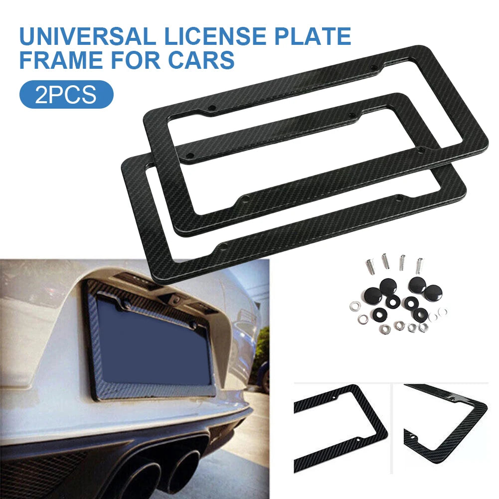 License Plate Label Cover License Plate Cover Black Car License Plate Frame Label Carbon Fiber Universal Auto Parts