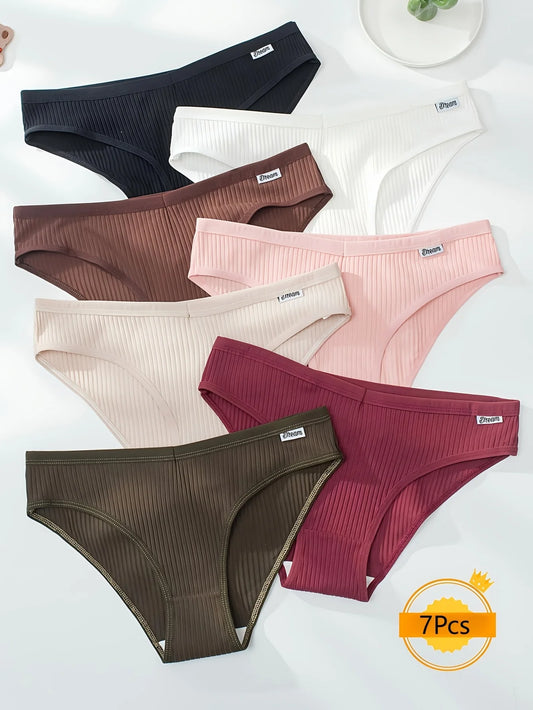 7 pieces, simple, comfortable and breathable series, women's briefs