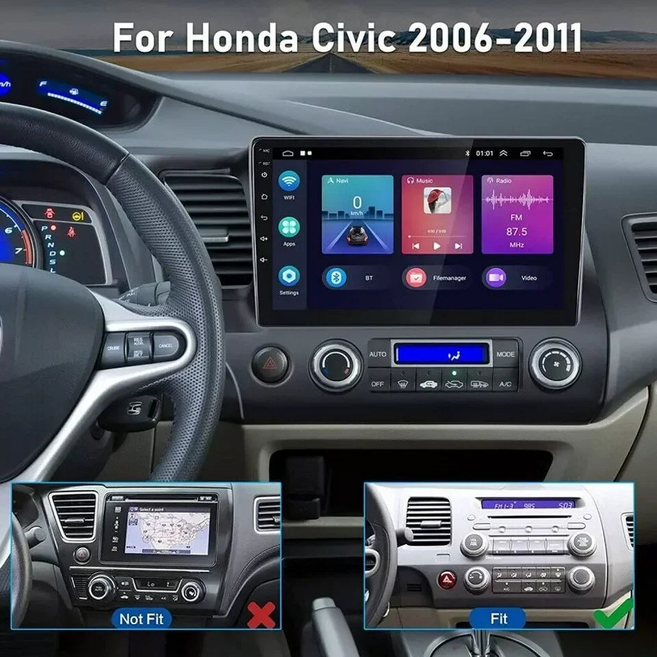 Podofo Android Car Radio For Honda Civic 2006-2011 Android Auto 2Din Multimedia Player GPS Navigation Radio No DVD Head Unit