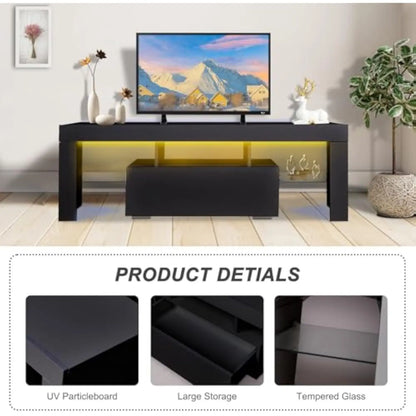 LED TV Stand with Large Storage Drawer for 32 40 50 55 Inch TVs, Modern Media Console TV Console Table with LED Lights Entertai