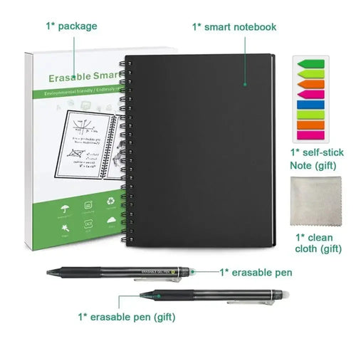 A4 Reusable Erasable Notebook With Pen&Cloth Microwave Heating Waterproof Notepad Office School Smart Notebook EzBuyCo