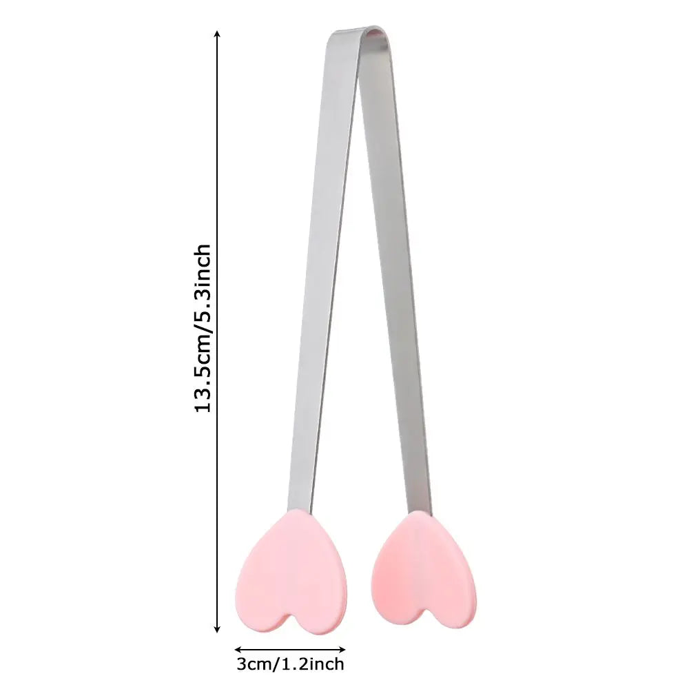 Creative Silicone Stainless Steel Mini Snack Food Tongs Non-slip Handles BBQ Bread Ice Cube Clip Kitchen Accessories BBQ