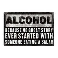 Putuo Decor 1PC Alcohol Metal Signs Funny Plaque Tin Wall Art Poster Plate for Bar Kitchen Man Cave Decor, 7.8 X 11.8 Inches