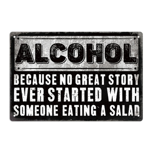 Putuo Decor 1PC Alcohol Metal Signs Funny Plaque Tin Wall Art Poster Plate for Bar Kitchen Man Cave Decor, 7.8 X 11.8 Inches