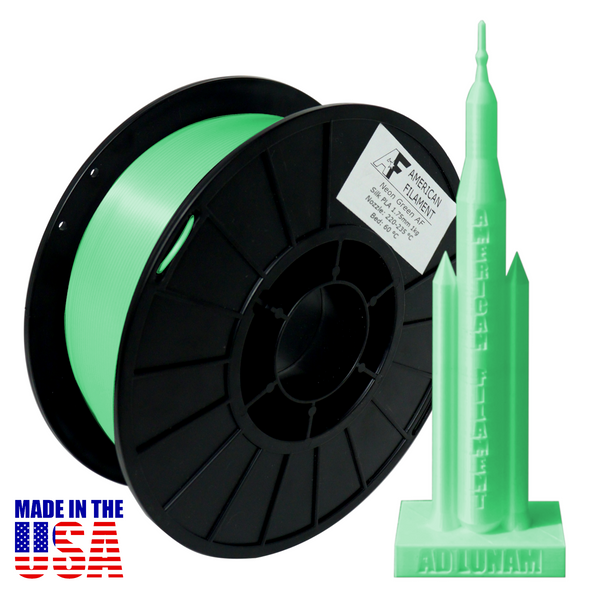 Neon Green AF Silk PLA 3D Printer Filament, 1.75 mm Diameter, 1 kg Spool American Filament