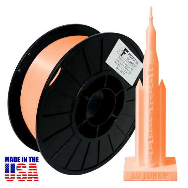 Neon Orange AF Silk PLA 3D Printer Filament, 1.75 mm Diameter, 1 kg Spool American Filament