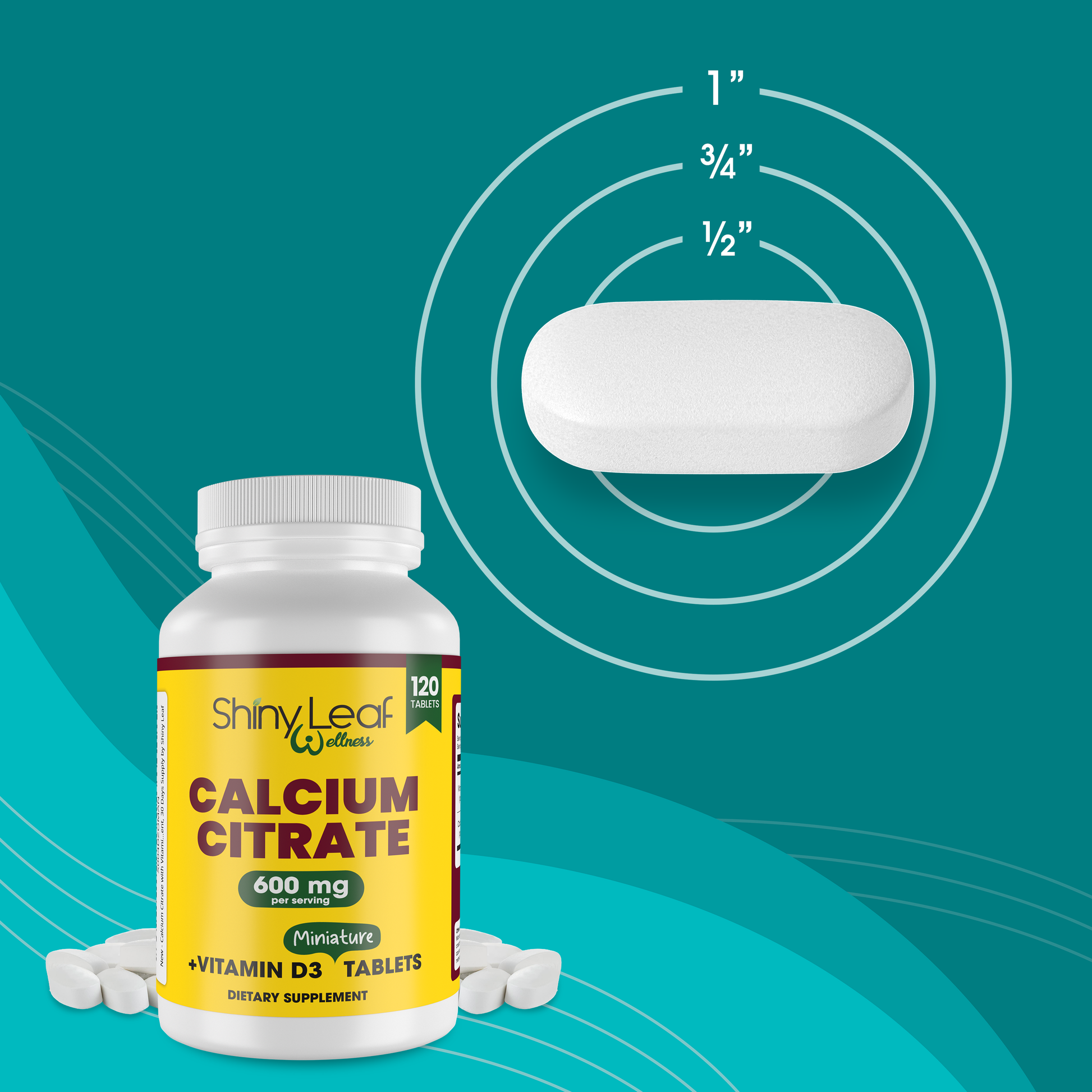 Shiny Leaf Bariatric Calcium Citrate Minis 600mg Tablets with Vitamin D3