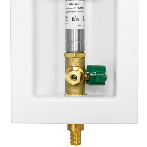 1/2" PEX Crimp (F1807) Inlet, Ice Maker Outlet Box, with Stainless Steel Hammer Arrestor Plumbingsell